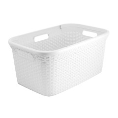 Panier A Linge Rectangulaire 45L Tresse Ivoire AD077