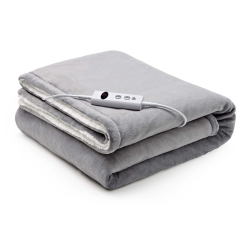 Couverture chauffante 2 faces blanche/grise - 180x130cm