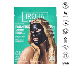 Masque visage en tissu au charbon et aide hyaluronique