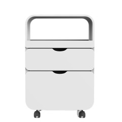 Guéridon blanc -  2 tiroirs + 2 étagères