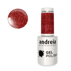 Vernis semi-permanent rouge paillettes 