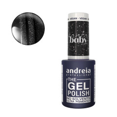 Vernis semi-permanent vegan - Collection Santa Baby SB6 noir paillettes argentées - 10,5ml