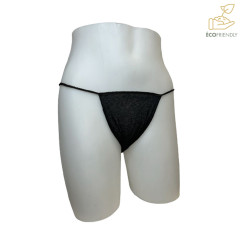 Tangas noirs femme 100% coton, emballage recyclé individuel - le pack de 50