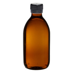 Flacon en verre ambré 250 ml - bouchon noir
