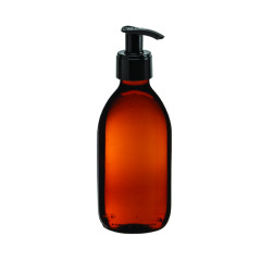 Flacon en verre ambré 500 ml - pompe noire