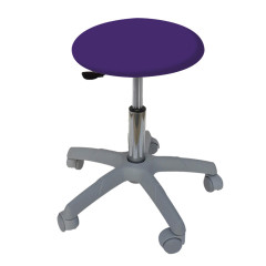 Tabouret assise ronde violette - pied plastique gris 