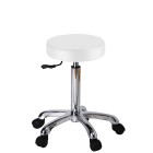 Tabouret classique blanc - pied chromé - assise Ø34cm