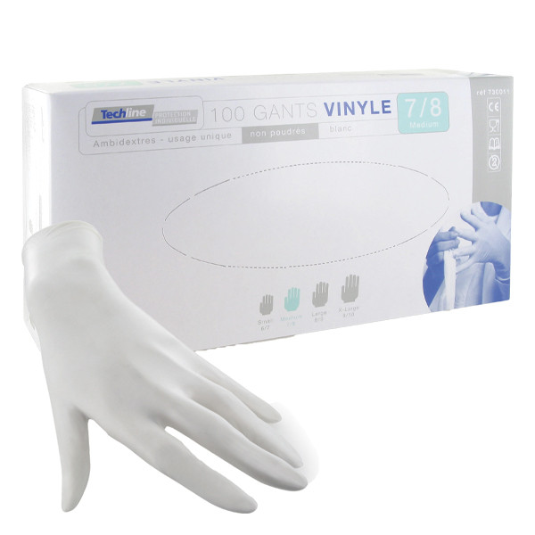 Gants vinyle non poudrés , taille S